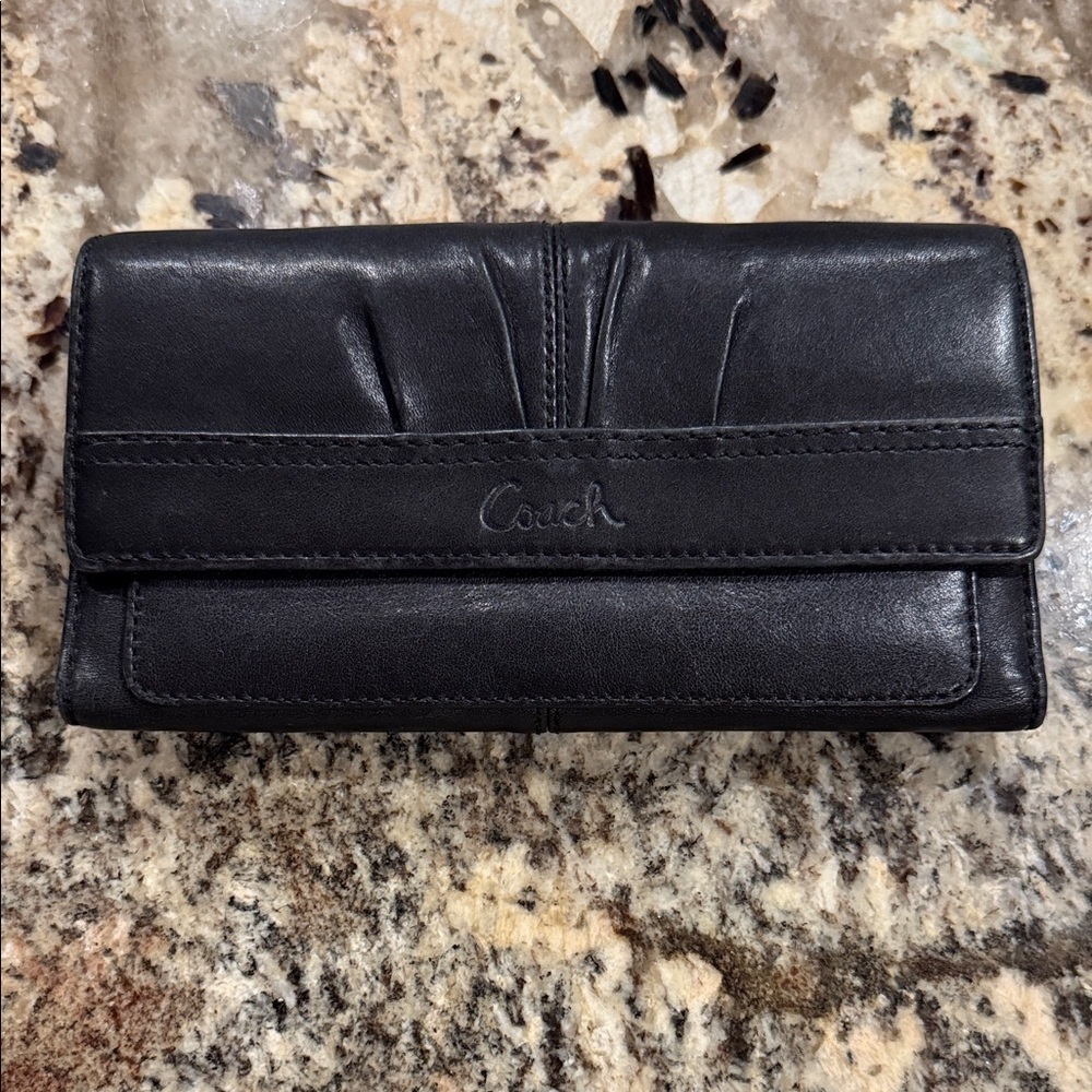 COACH Midnight Black Leather Clutch